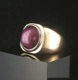 14k Yellow Gold Purple Star Sapphire Vintage Heavy Ring Size 7.25