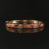 Kabana 14k Yellow Gold Mother of Pearl Shell Inlay and Diamond Bangle Bracelet