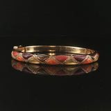 Kabana 14k Yellow Gold Mother of Pearl Shell Inlay and Diamond Bangle Bracelet