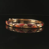 Kabana 14k Yellow Gold Mother of Pearl Shell Inlay and Diamond Bangle Bracelet
