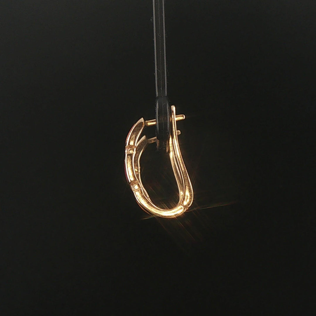 Kabana 14k Yellow Gold Shell Inlay and Diamond Huggie Earrings