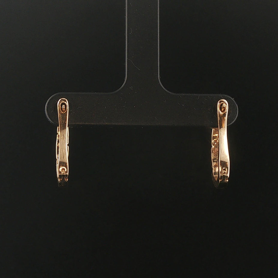 Kabana 14k Yellow Gold Shell Inlay and Diamond Huggie Earrings