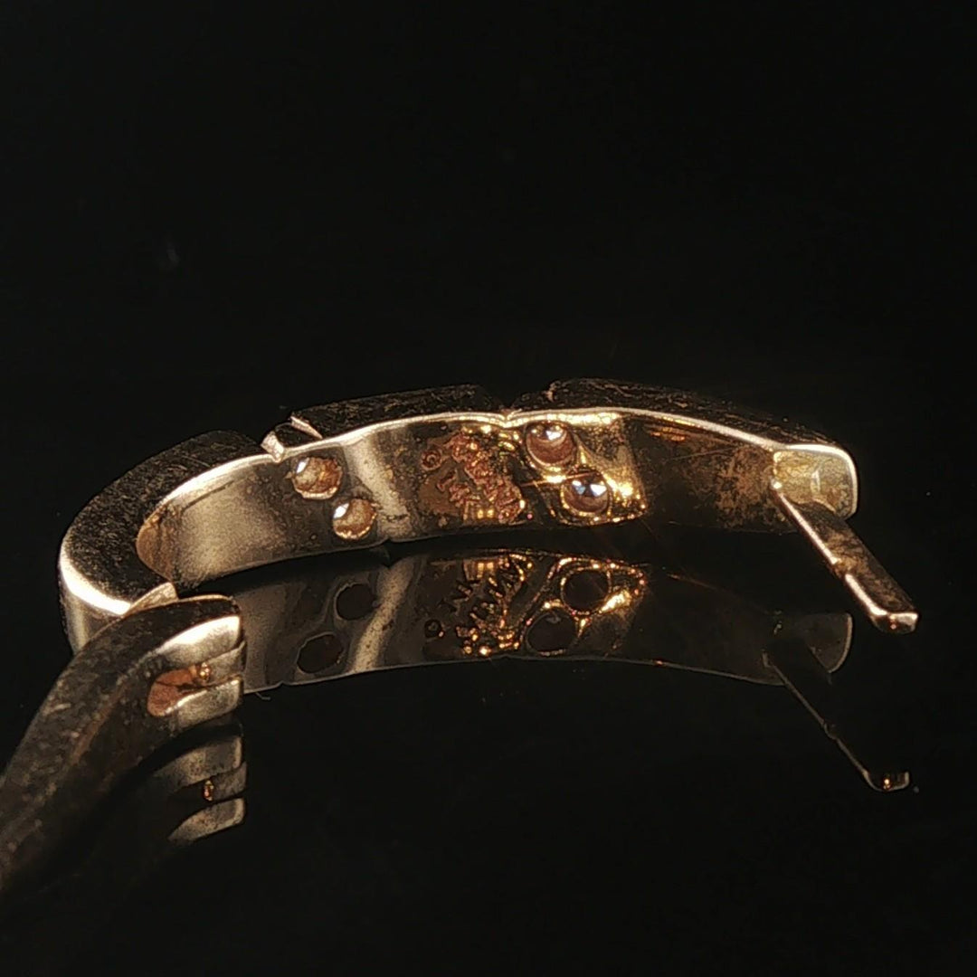 Kabana 14k Yellow Gold Shell Inlay and Diamond Huggie Earrings