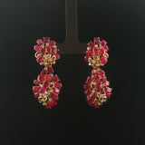 14k Yellow Gold 18cttw Ruby and 1cttw Diamond Large Heavy Drop Dangle Earrings