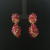 14k Yellow Gold 18cttw Ruby and 1cttw Diamond Large Heavy Drop Dangle Earrings