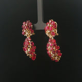 14k Yellow Gold 18cttw Ruby and 1cttw Diamond Large Heavy Drop Dangle Earrings