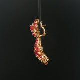 14k Yellow Gold 18cttw Ruby and 1cttw Diamond Large Heavy Drop Dangle Earrings