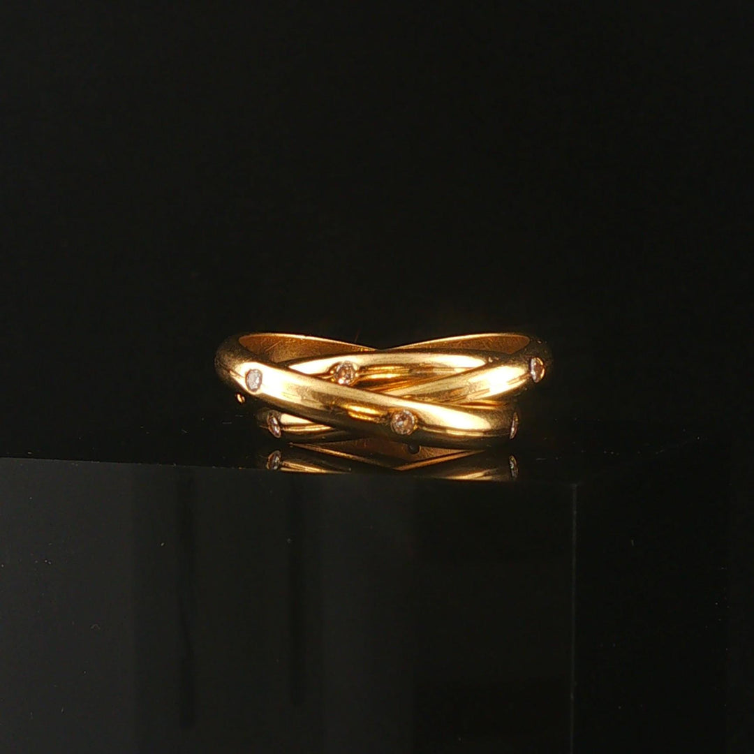 18k Yellow Gold and 0.20cttw Diamond Rolling Bands Ring Size 4.75