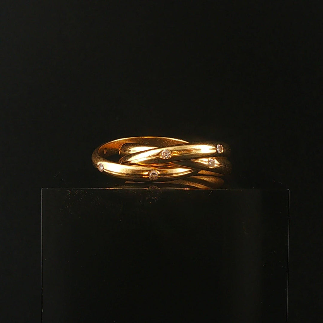 18k Yellow Gold and 0.20cttw Diamond Rolling Bands Ring Size 4.75