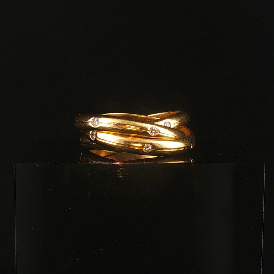 18k Yellow Gold and 0.20cttw Diamond Rolling Bands Ring Size 4.75