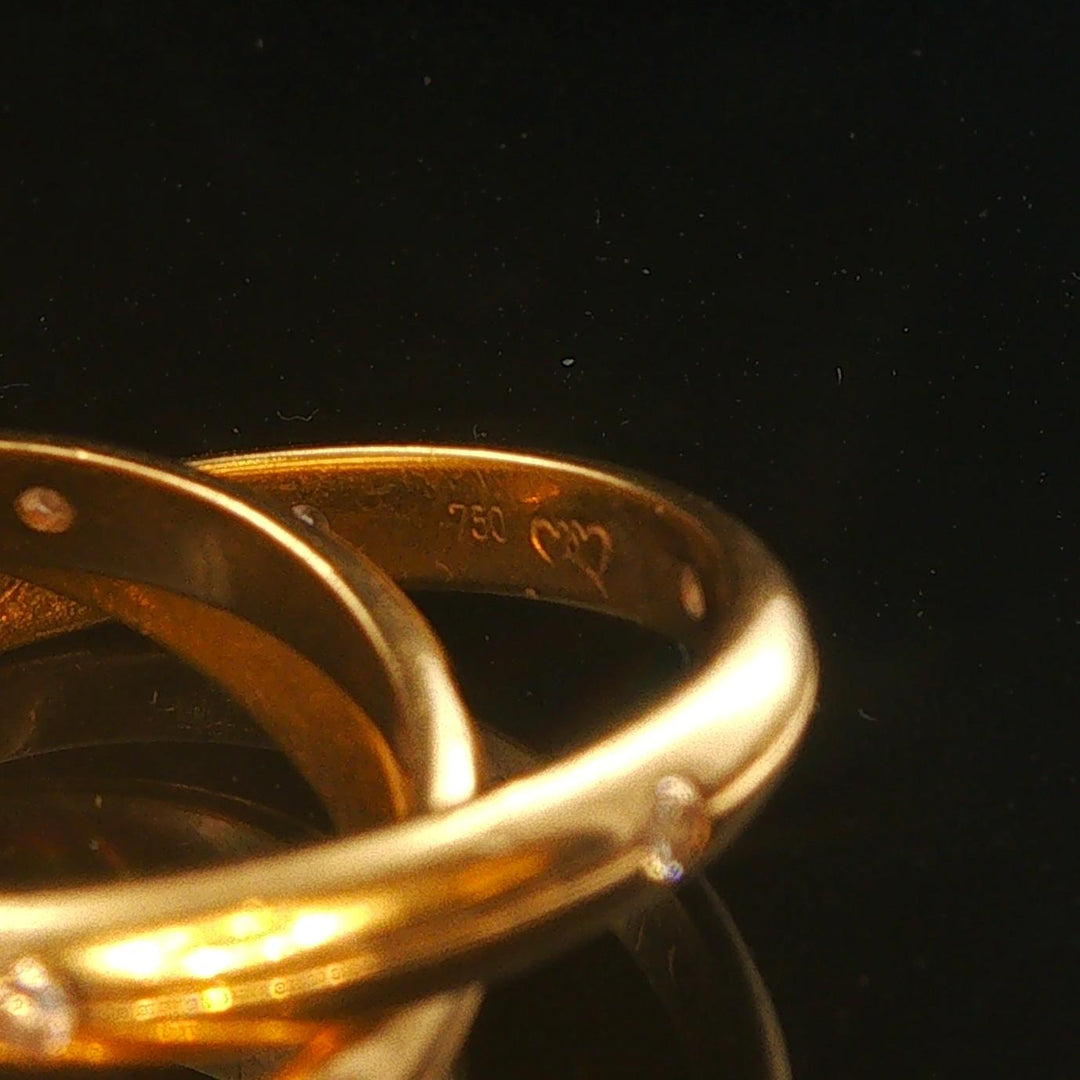 18k Yellow Gold and 0.20cttw Diamond Rolling Bands Ring Size 4.75