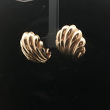 14k Yellow Gold 17.7g Solid Heavy Vintage Scallop Shell Stud Earrings 1"
