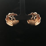 14k Yellow Gold 17.7g Solid Heavy Vintage Scallop Shell Stud Earrings 1"