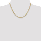 Brand New 14k Yellow Gold 4mm Semi Solid Figaro Link Necklace 18"