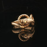14k Yellow Gold and Diamond 5.5g Vintage Snake Band Ring Size 6.5