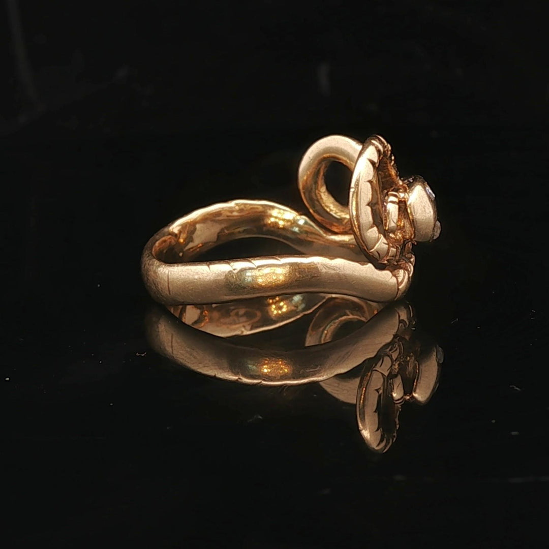 14k Yellow Gold and Diamond 5.5g Vintage Snake Band Ring Size 6.5