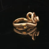 14k Yellow Gold and Diamond 5.5g Vintage Snake Band Ring Size 6.5