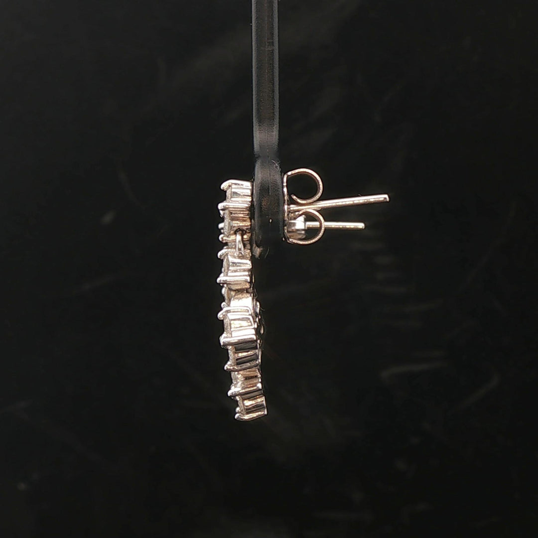 14k White Gold and Diamond Floral Drop Dangle Earrings