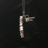 14k White Gold and Diamond Floral Drop Dangle Earrings