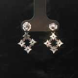 14k White Gold and Diamond Floral Drop Dangle Earrings