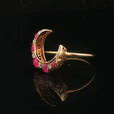 14k Yellow Gold Ruby and Diamond Victorian Conversion Ring Size 4