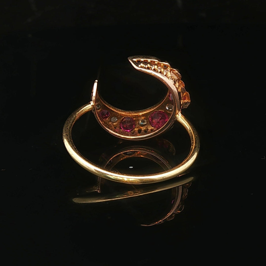 14k Yellow Gold Ruby and Diamond Victorian Conversion Ring Size 4