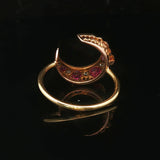 14k Yellow Gold Ruby and Diamond Victorian Conversion Ring Size 4