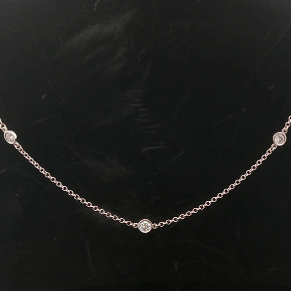 14k White Gold and 0.70cttw Seven Diamond by Yard Necklace Italy 15.5