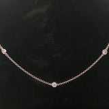 14k White Gold and 0.70cttw Seven Diamond by Yard Necklace Italy 15.5"