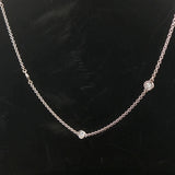 14k White Gold and 0.70cttw Seven Diamond by Yard Necklace Italy 15.5"