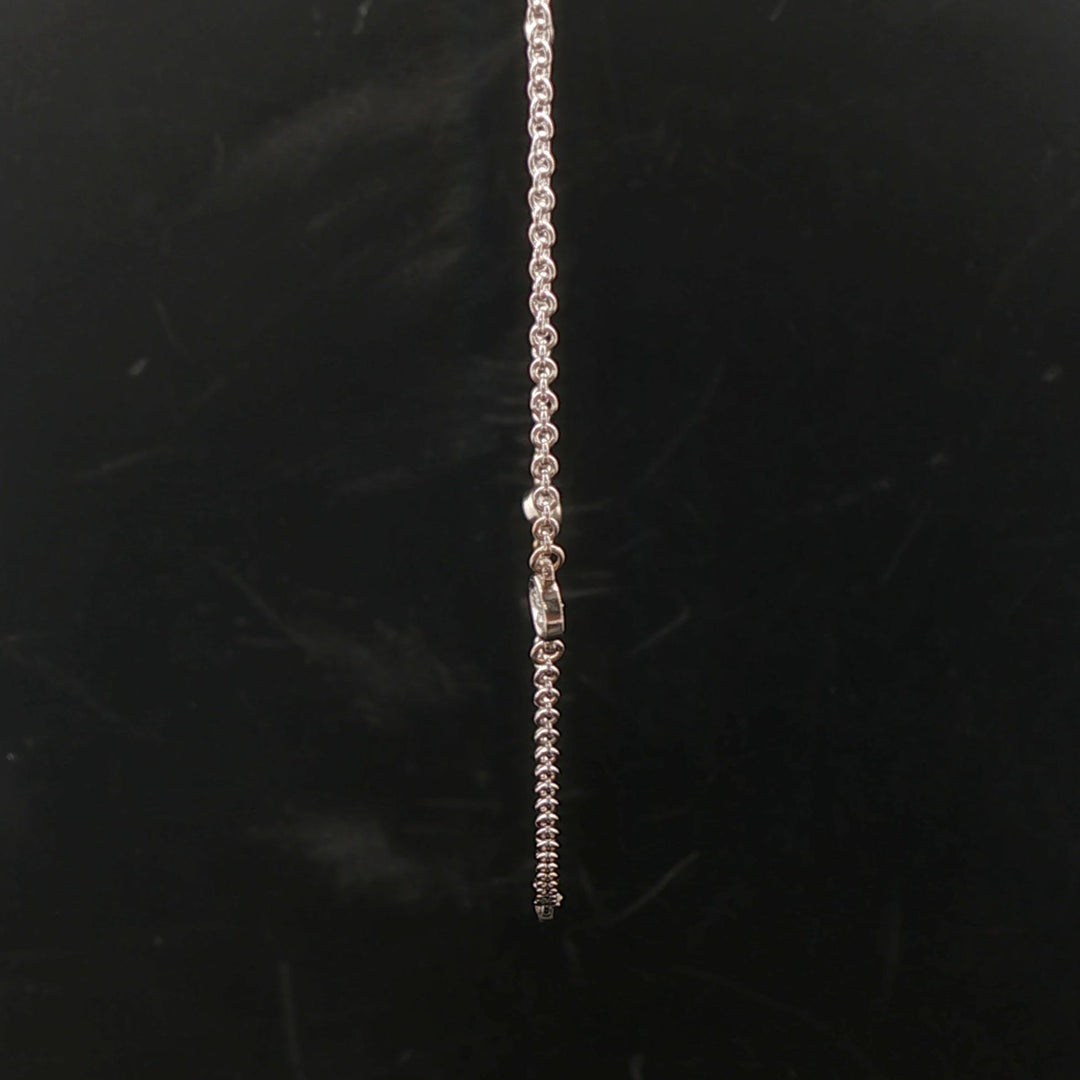 14k White Gold and 0.70cttw Seven Diamond by Yard Necklace Italy 15.5"