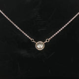 14k White Gold and 0.85ct Bezel Set Solitaire Diamond Pendant Necklace 16"