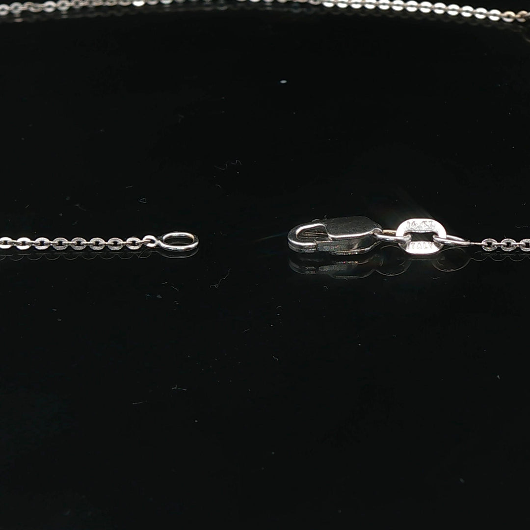 14k White Gold and 0.85ct Bezel Set Solitaire Diamond Pendant Necklace 16"