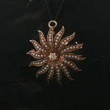 14k Yellow Gold Victorian Seed Pearl and 0.20ct Diamond Starburst Pin Pendant