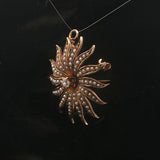 14k Yellow Gold Victorian Seed Pearl and 0.20ct Diamond Starburst Pin Pendant