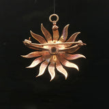 14k Yellow Gold Victorian Seed Pearl and 0.20ct Diamond Starburst Pin Pendant