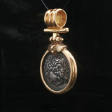 14k Yellow Gold 7.3g Bezel Set Ancient Greek Coin Pendant 1.3"