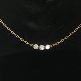 18k Yellow Gold and 0.60cttw Drilled Diamond Cable Link Necklace Italy 14"