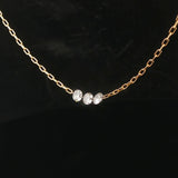 18k Yellow Gold and 0.60cttw Drilled Diamond Cable Link Necklace Italy 14"