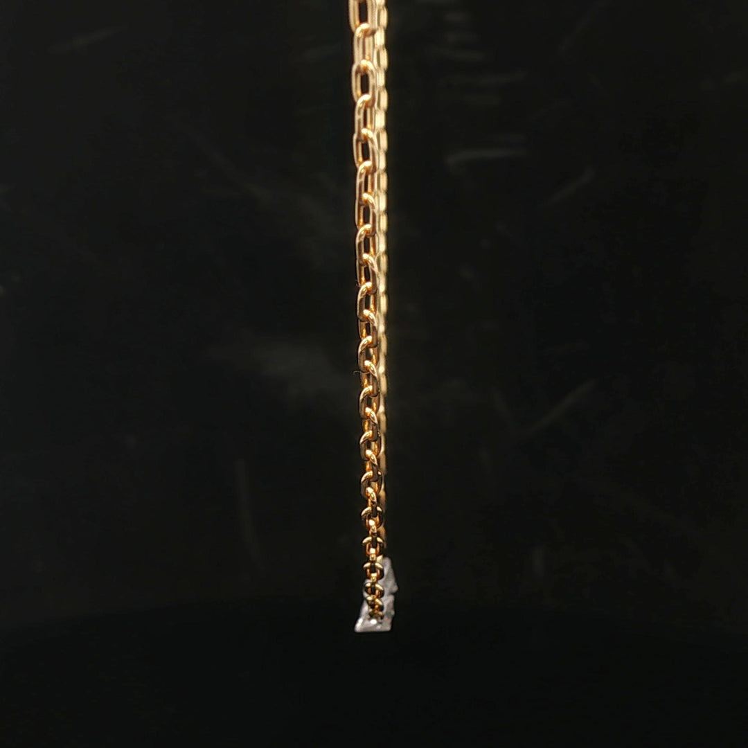 18k Yellow Gold and 0.60cttw Drilled Diamond Cable Link Necklace Italy 14"