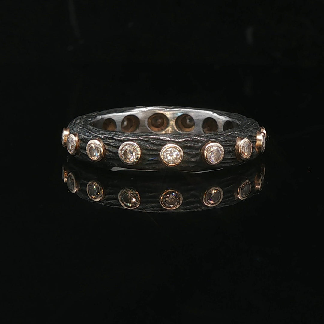 Sarah Graham 18k Yellow Gold Cobalt Chrome and Diamond Eternity Band Size 7