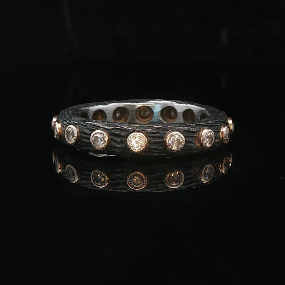 Sarah Graham 18k Yellow Gold Cobalt Chrome and Diamond Eternity Band Size 7