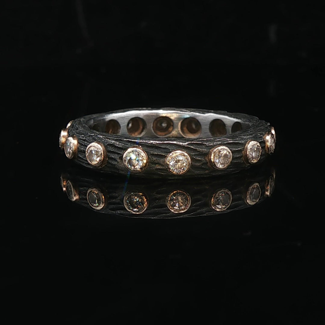 Sarah Graham 18k Yellow Gold Cobalt Chrome and Diamond Eternity Band Size 7