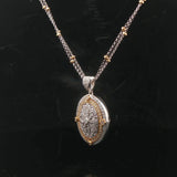 18k White and Yellow Gold 1.25cttw Diamond Locket Pendant Necklace 17"