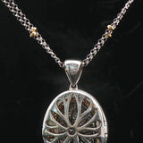 18k White and Yellow Gold 1.25cttw Diamond Locket Pendant Necklace 17"