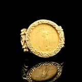 14k Yellow Gold and 22k American Eagle Gold Coin Ring Size 8