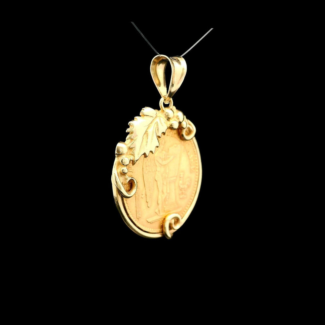 14k Yellow Gold and 21.6k Gold 1876 20 French Francs Gold Coin Pendant