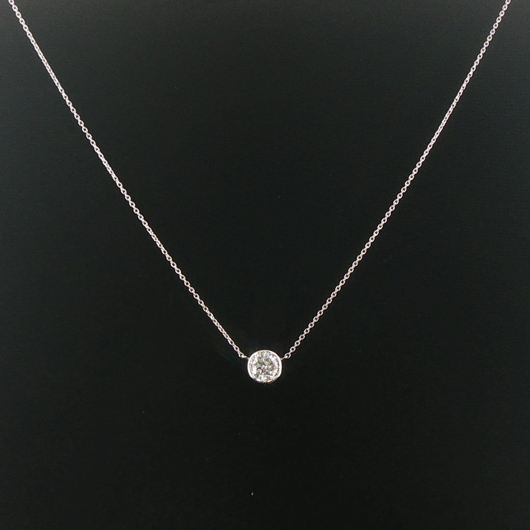 Brand New 1ct Natural Diamond Bezel Set Pendant Necklace in 14k Gold