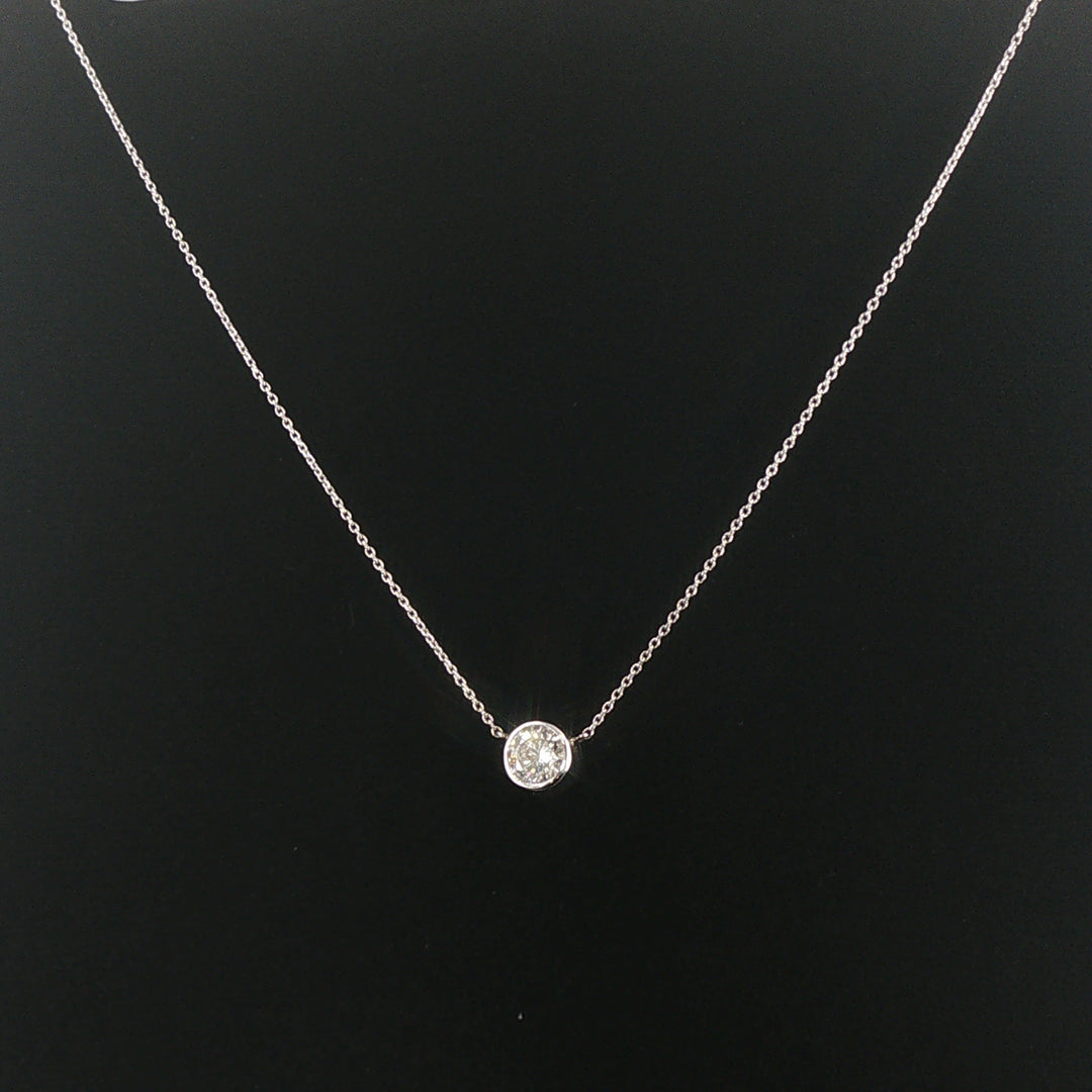 Brand New 1ct Natural Diamond Bezel Set Pendant Necklace in 14k Gold
