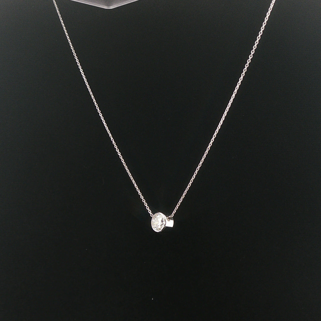 Brand New 1ct Natural Diamond Bezel Set Pendant Necklace in 14k Gold